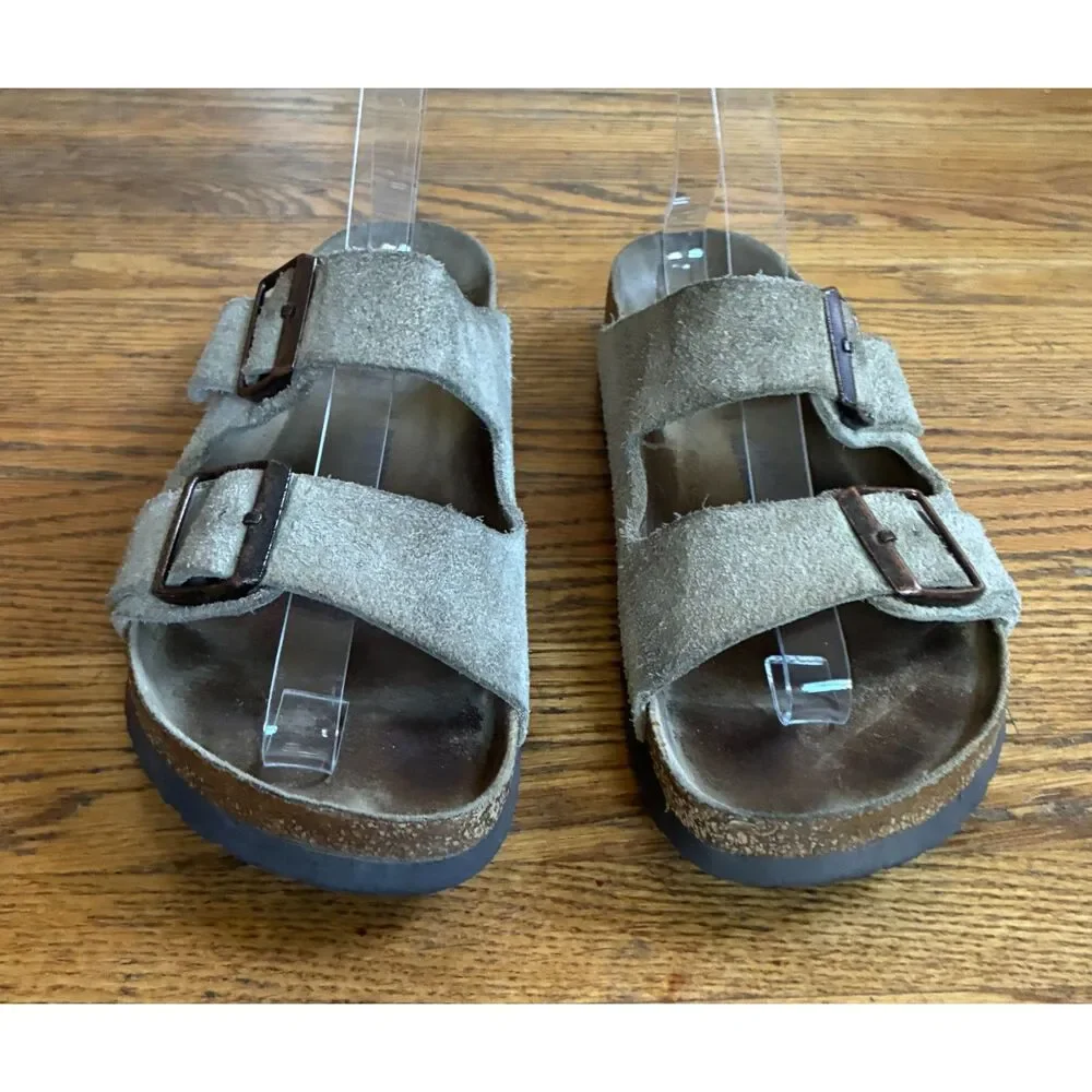 Birkenstock Taupe Gray Soft Footbed Suede Arizona Sandals Shoes   Adult Size 44